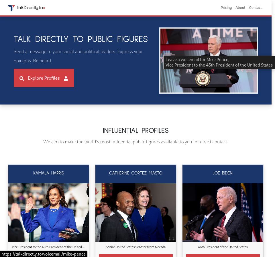 Screenshot of TalkDirectly.to project showing Innovative civic engagement platform enabling c...